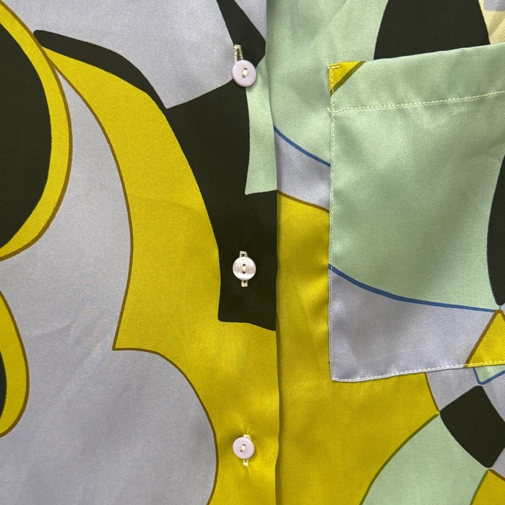 Zara Multicolor Abstract Button Down Long Sleeve … - image 4